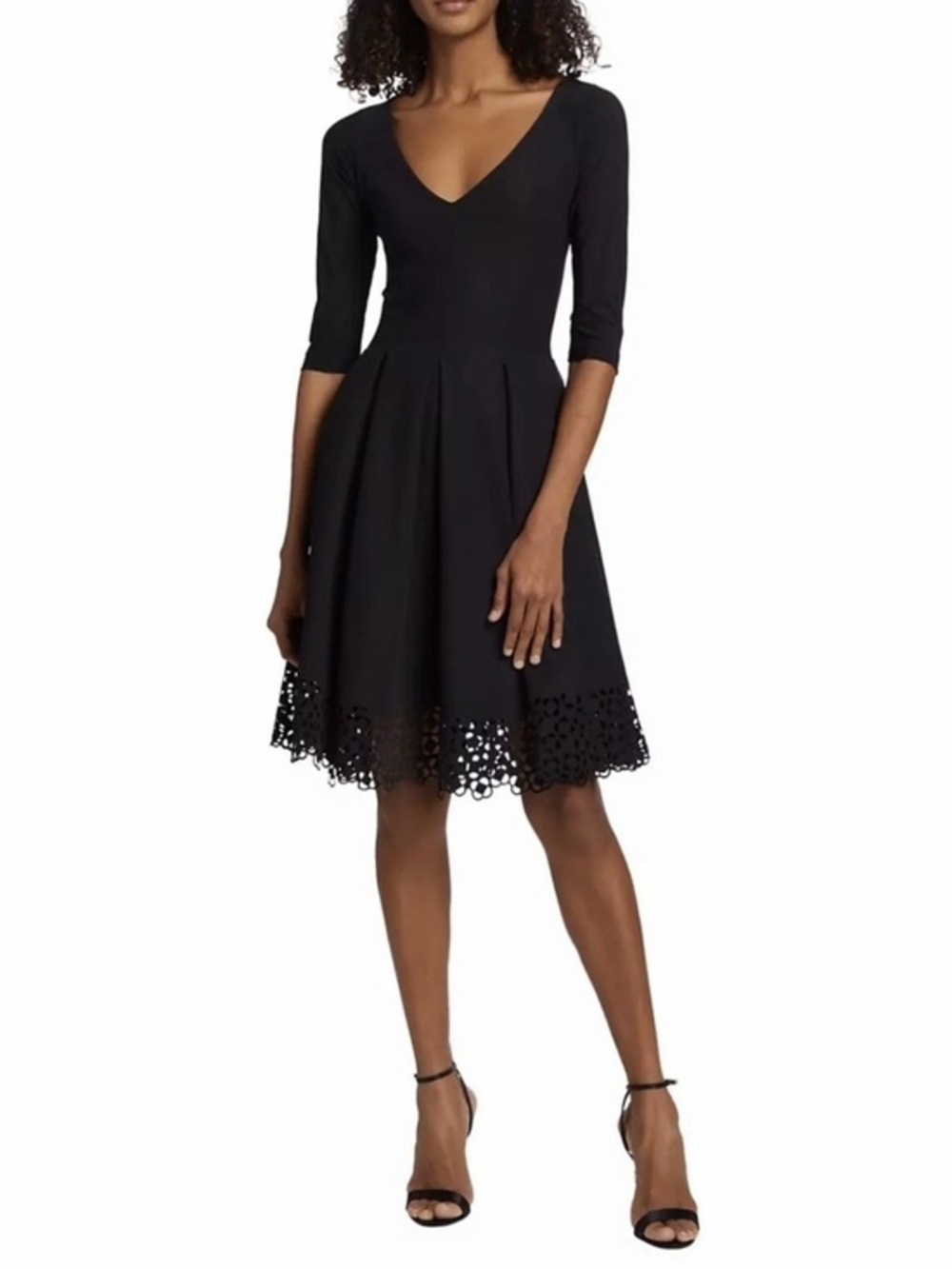Chiara Boni La Petite Robe Naffy V-Neck Fit-&-Flare Dress Size 42 / US 6
